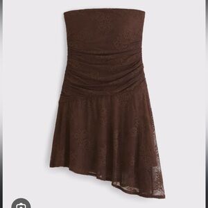 Abercrombie & Fitch Asymmetrical Brown Lace Dress